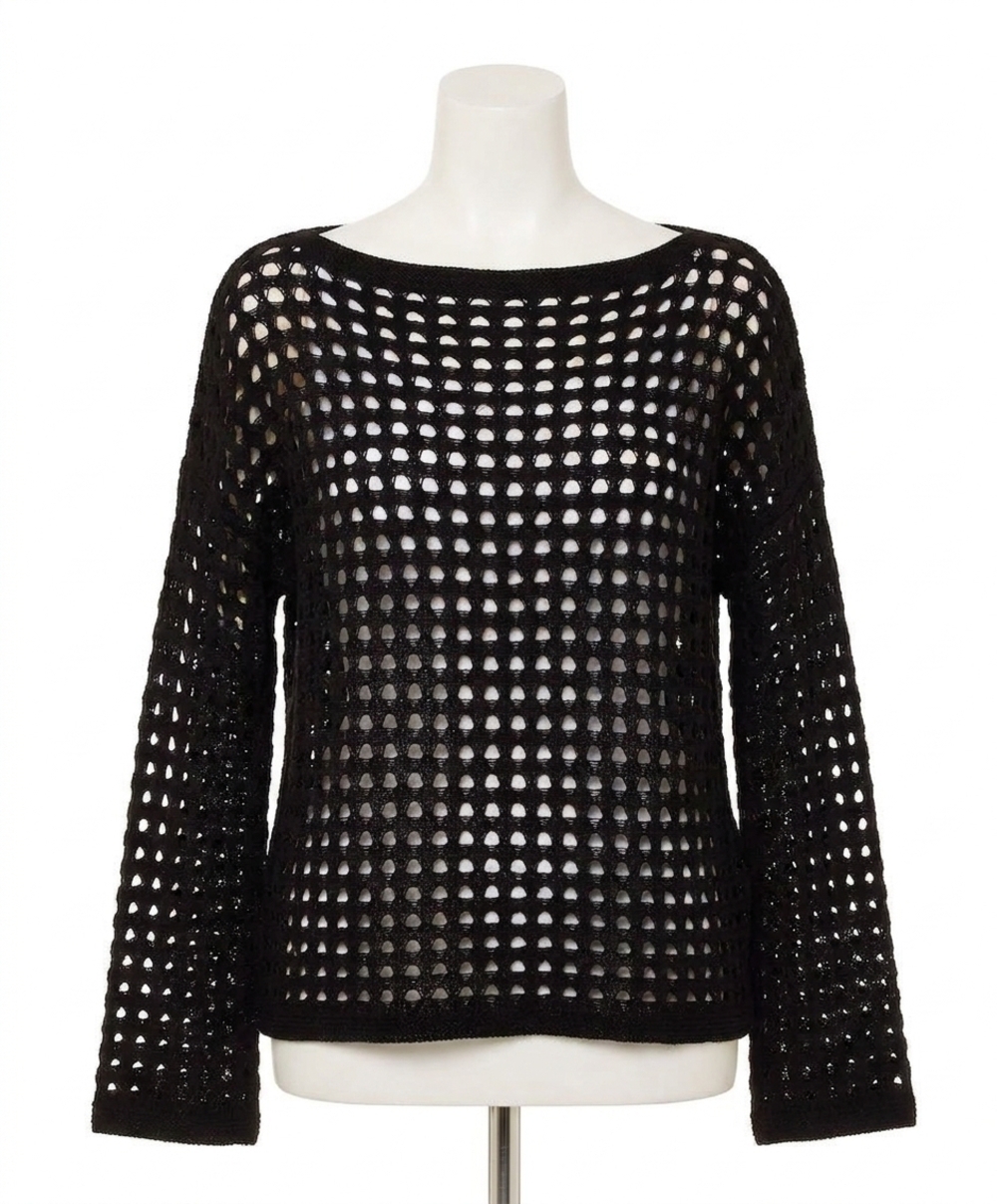 NEW FRENCH KYSS crochet top in black